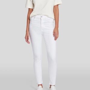 7 for All Mankind Slim Illusion High Waist Ankle Skinny Jeans - White, Size 34